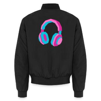 Kopfhörer 80er Retro Synthwave DJ Musik Gamer - Unisex Bomberjacke - Schwarz - Hinten - AI Model Male 185 light (185cm)