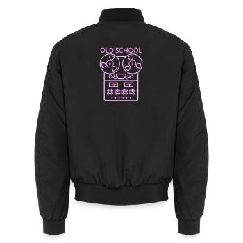 OLD SCHOOL - Unisex Bomber Jacket - black - Back - AI Model Male 185 light (185cm)