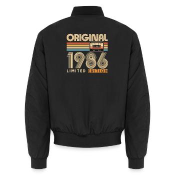 40 Jahre, 40-jähriges Jubiläum - Unisex Bomberjacke - Schwarz - Hinten - AI Model Male 185 light (185cm)