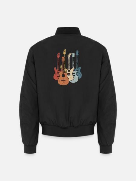 Gitarre Retro Gitarren Musiker Gitarrist Musik - Unisex Bomberjacke - Schwarz
