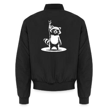 Raton laveur jupe avec lunettes de soleil Cornes de diable - Bomber unisexe - noir - Dos - AI Model Male 185 light (185cm)