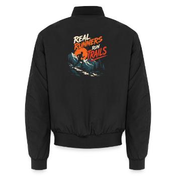 Les vrais coureurs courent sur des sentiers - Bomber unisexe - noir - Dos - AI Model Male 185 light (185cm)