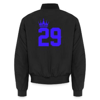 29_krone - Unisex Bomber Jacket - black - Back - AI Model Male 185 light (185cm)