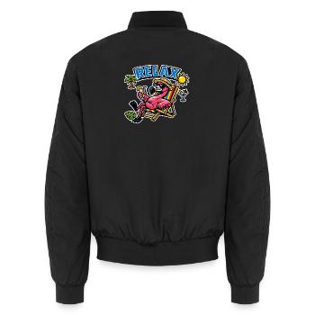 Entspannter Flamingo im Liegestuhl - Unisex Bomberjacke - Schwarz - Hinten - AI Model Male 185 light (185cm)
