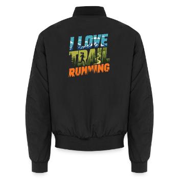 Ich liebe Trailrunning - Unisex Bomberjacke - Schwarz - Hinten - AI Model Male 185 light (185cm)