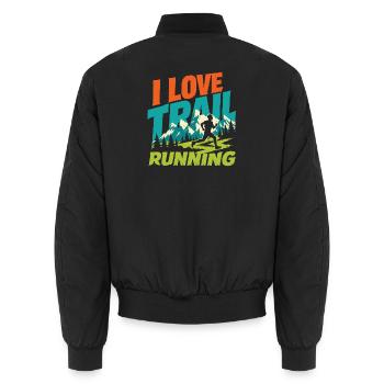 Ich liebe Trailrunning - Unisex Bomberjacke - Schwarz - Hinten - AI Model Male 185 light (185cm)