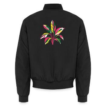 Plante tropicale colorée | Motif de l’art botanique - Bomber unisexe - noir - Dos - AI Model Male 185 light (185cm)