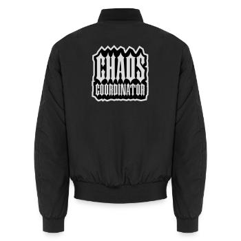 Coordinateur du Chaos Titre drôle Parents Teacher Logo - Bomber unisexe - noir - Dos - AI Model Male 185 light (185cm)