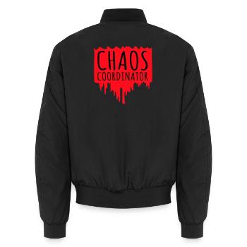 Chaos Coordinator Funny Title Parents Teacher Logo - Unisex Bomber Jacket - black - Back - AI Model Male 185 light (185cm)