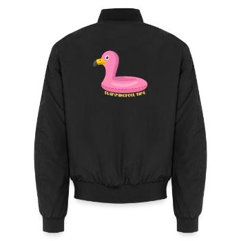 Flamingo Bouée Rose Piscine - Bomber unisexe - noir - Dos - AI Model Male 185 light (185cm)