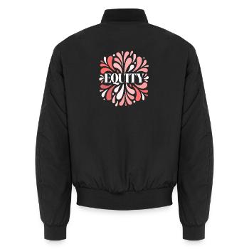 Floral Fairness Blast Red Patterns - Unisex Bomber Jacket - black - Back - AI Model Male 185 light (185cm)