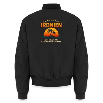 Ich Komme Aus Ironien Humor Lustiger Spruch Witzig - Unisex Bomberjacke - Schwarz - Hinten - AI Model Male 185 light (185cm)