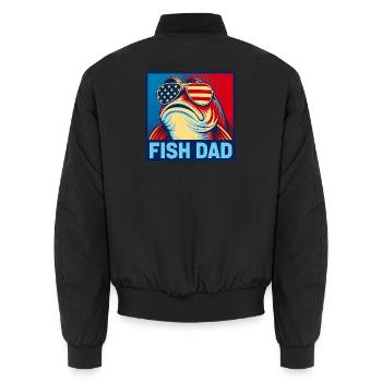 Papa poisson patriote – Papa poisson drôle pour - Bomber unisexe - noir - Dos - AI Model Male 185 light (185cm)