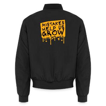 Mistakes Help Us Grow Funny Motivational Growth - Unisex Bomber Jacket - black - Back - AI Model Male 185 light (185cm)