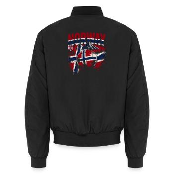 T-shirt et produits dérivés pour supporters de football norvégiens - Bomber unisexe - noir - Dos - AI Model Male 185 light (185cm)