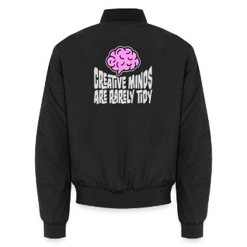 Les esprits créatifs sont rarement bien rangés Logo créatif drôle - Bomber unisexe - noir - Dos - AI Model Male 185 light (185cm)