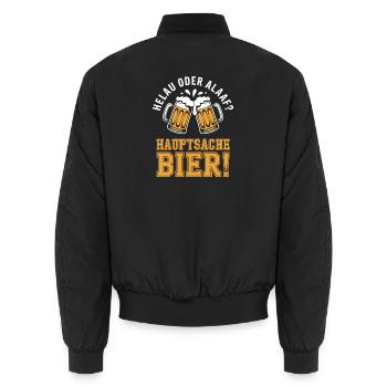 Bier Karneval Fasching Köln Helau oder Alaaf Bier - Unisex Bomberjacke - Schwarz - Hinten - AI Model Male 185 light (185cm)