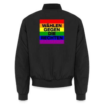 WÄHLEN GEGEN DIE RECHTEN, NIE WIEDER, NO NZS - Unisex Bomberjacke - Schwarz - Hinten - AI Model Male 185 light (185cm)