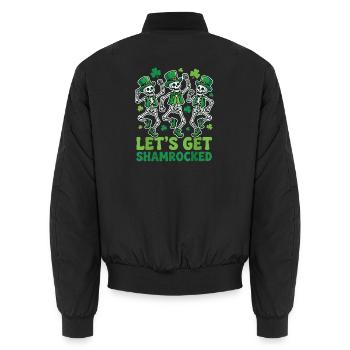 Trèfle squelette Jour de la Saint-Patrick - Bomber unisexe - noir - Dos - AI Model Male 185 light (185cm)