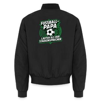 Fussball Papa Stadionsprecher - Unisex Bomberjacke - Schwarz - Hinten - AI Model Male 185 light (185cm)