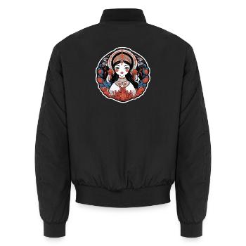 Art-déco-Blumenmädchen - Unisex Bomberjacke - Schwarz - Hinten - AI Model Male 185 light (185cm)