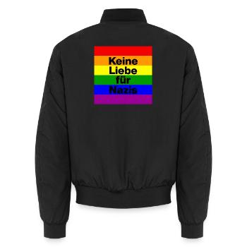 KEINE LIEBE FÜR NAZIS, NIE WIEDER, NO NZS, FCK AFD - Unisex Bomberjacke - Schwarz - Hinten - AI Model Male 185 light (185cm)