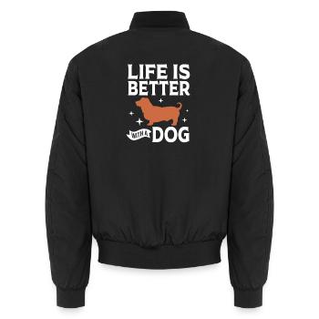 Basset Hound - Unisex Bomberjacke - Schwarz - Hinten - AI Model Male 185 light (185cm)