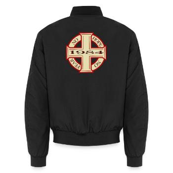 Emblème de la Croix Dystopique 1984 - Bomber unisexe - noir - Dos - AI Model Male 185 light (185cm)