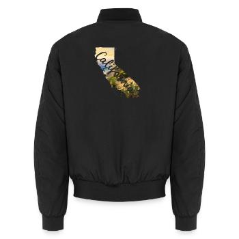 Carte aquarelle Californie - Bomber unisexe - noir - Dos - AI Model Male 185 light (185cm)