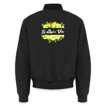 Dolce Vita Zitronen Logo - Unisex Bomberjacke - Schwarz - Hinten - AI Model Male 185 light (185cm)