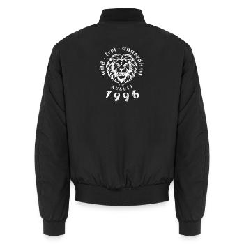 30. Geburtstag Wild, frei, ungezähmt seit 08/1996 - Unisex Bomberjacke - Schwarz - Hinten - AI Model Male 185 light (185cm)