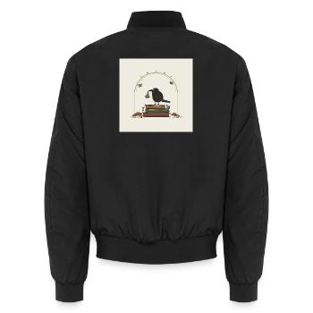 Corbeau sur des livres avec des fleurs - Bomber unisexe - noir - Dos - AI Model Male 185 light (185cm)
