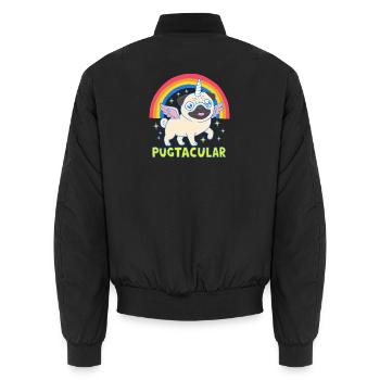 Pugicorne Kawaii Mignon Licorne Carlin Arc-en-ciel - Bomber unisexe - noir - Dos - AI Model Male 185 light (185cm)