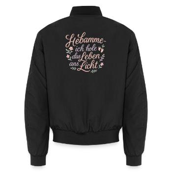 Hebamme: Leben ans Licht - Unisex Bomberjacke - Schwarz - Hinten - AI Model Male 185 light (185cm)