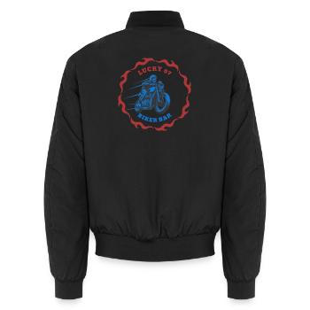 Lucky 07 Biker Bar - Design graphique Roadhouse - Bomber unisexe - noir - Dos - AI Model Male 185 light (185cm)