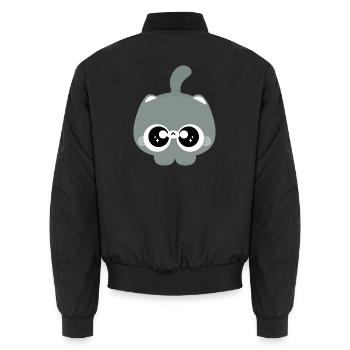 Glasäugige graue Katze - Unisex Bomberjacke - Schwarz - Hinten - AI Model Male 185 light (185cm)