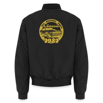 45. Geburtstag - Klassiker Musclecar 08/1981 - Unisex Bomberjacke - Schwarz - Hinten - AI Model Male 185 light (185cm)