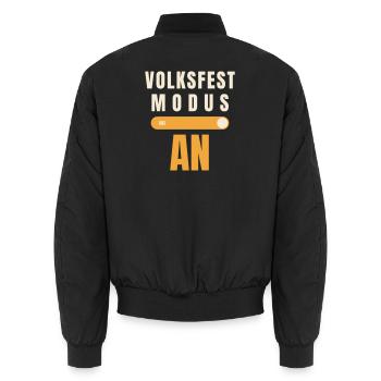 Volksfest Modus AN – Schalter Bierzelt Spruch - Unisex Bomberjacke - Schwarz - Hinten - AI Model Male 185 light (185cm)