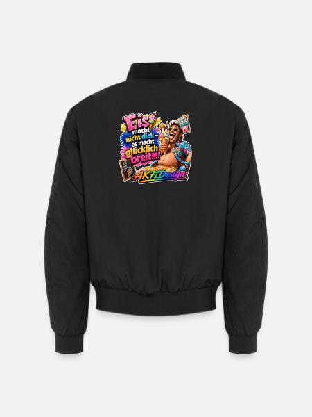 Eis macht glücklich breit – Lustiger Eis Spruch - Unisex Bomberjacke - Schwarz