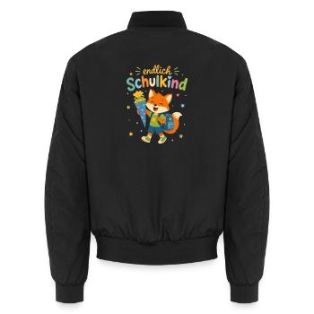 Endlich Schulkind Fuchs mit Zuckertüte - Unisex Bomberjacke - Schwarz - Hinten - AI Model Male 185 light (185cm)