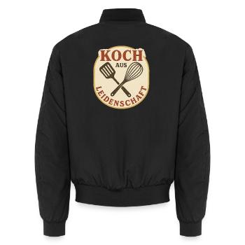 Koch aus Leidenschaft Vintage Patch - Unisex Bomberjacke - Schwarz - Hinten - AI Model Male 185 light (185cm)