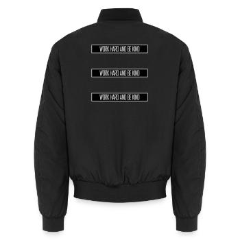 Work Hard And Be Kind Inspirierend Fleiß Güte Logo - Unisex Bomberjacke - Schwarz - Hinten - AI Model Male 185 light (185cm)
