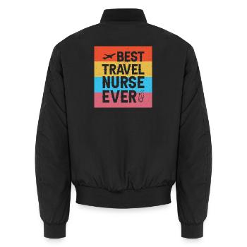 Meilleure infirmière itinérante en conception - Bomber unisexe - noir - Dos - AI Model Male 185 light (185cm)