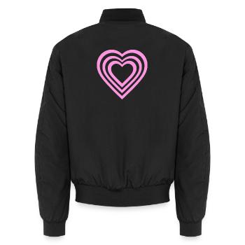 Heart - Unisex Bomber Jacket - black - Back - AI Model Male 185 light (185cm)