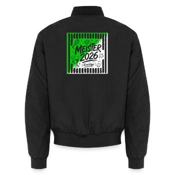 Tennis Meister 2026, Kreisliga Sieger grün weiß - Unisex Bomberjacke - Schwarz - Hinten - AI Model Male 185 light (185cm)