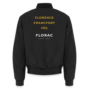Florac Lozère - Florence - Francfort - Fès - Bomber unisexe - noir - Dos - AI Model Male 185 light (185cm)