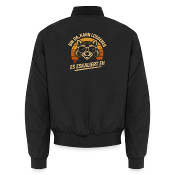 Kann Losgehen Es Eskaliert Eh Waschbär Party  - Unisex Bomberjacke - Schwarz - Hinten - AI Model Male 185 light (185cm)