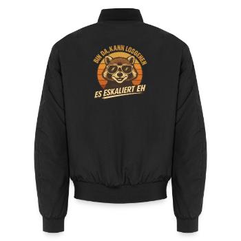 Kann Losgehen Es Eskaliert Eh Waschbär Party  - Unisex Bomberjacke - Schwarz - Hinten - AI Model Male 185 light (185cm)