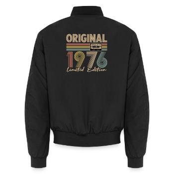 50th birthday, 50 years - Unisex Bomber Jacket - black - Back - AI Model Male 185 light (185cm)