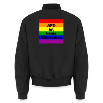 AFD IST KEINE ALTERNATIVE, FCK NZS, NIE WIEDER - Unisex Bomberjacke - Schwarz - Hinten - AI Model Male 185 light (185cm)